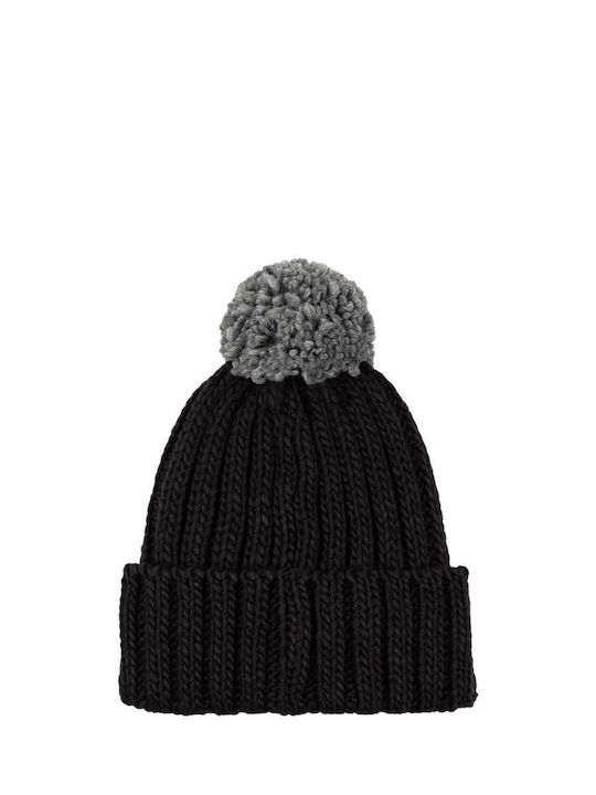 Beanie Unisex Σκούφος Πλεκτός σε Μαύρο χρώμα