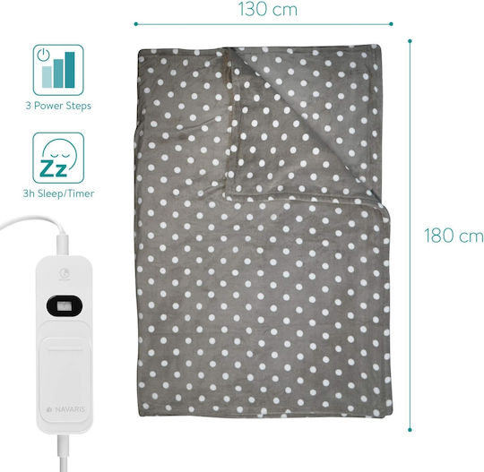 Navaris Pătură electrică semidublă Lavabilă cu temporizator Gri 120W 130cmx180cm