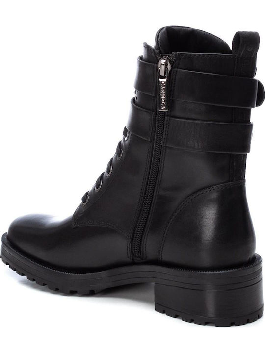 Leder Stiefeletten Damen Schwarz