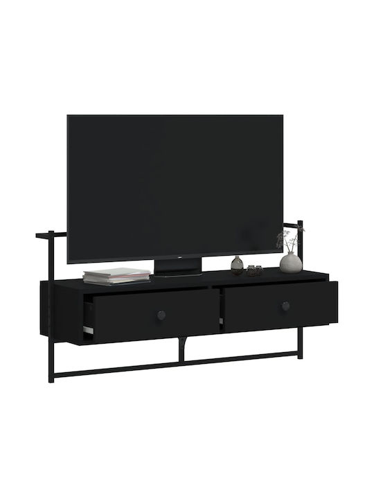 TV-Möbel Hölzernes Wandmontiertes Black L100.5xB30xH51cm