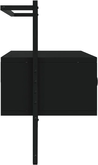 TV Stand Wooden Wall-mounted Black Velvet-Black Metal L100.5xW30xH51cm