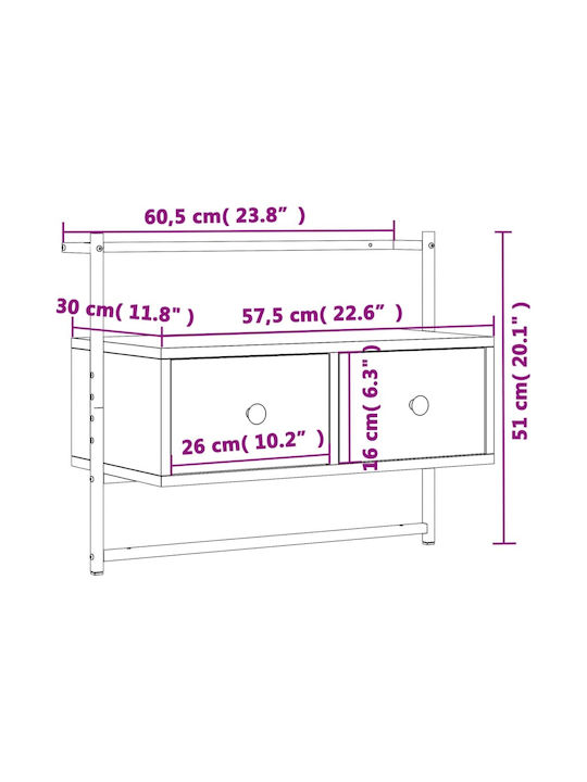 TV-Ständer Braune Eiche M60.5xTiefe30xHöhe51cm