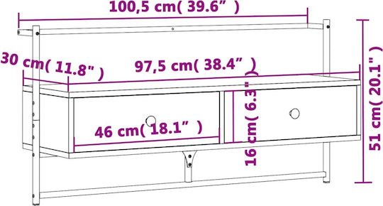 Έπιπλο Τηλεόρασης Καπν. Δρυς Μ100.5xΠ30xΥ51cm