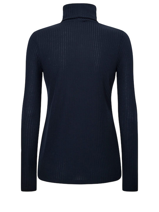 Pepe Jeans 'deborah' Damen Bluse Langärmelig Rollkragenpullover Marineblau