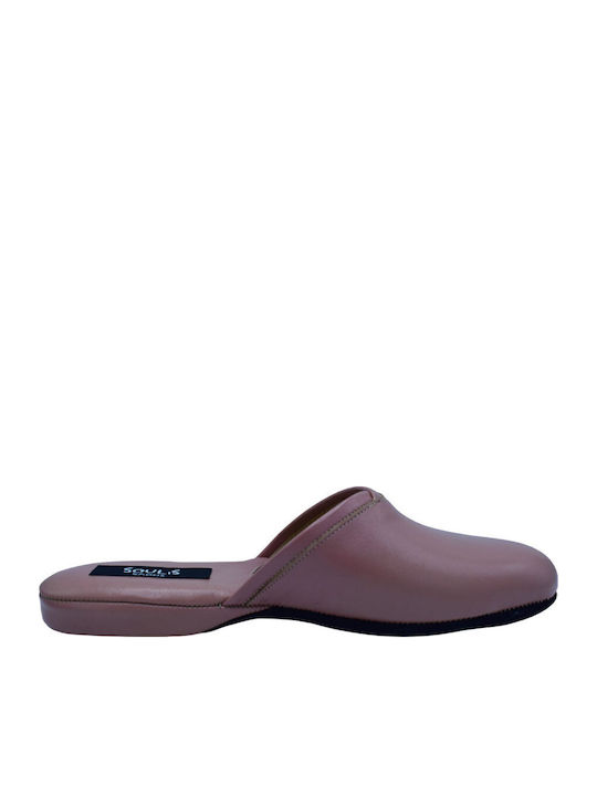 Leather Winter Women's Slippers Pink