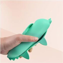 Queen Mother Baby & Kids Feeding Set Squirrel Made of Silicone with Anti-Slip Turquoise Base 3 Pieces for 6+ Months