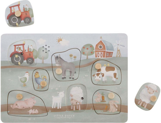 Дървено Детски Пъзел с Шипове Farm 7бр Little Dutch