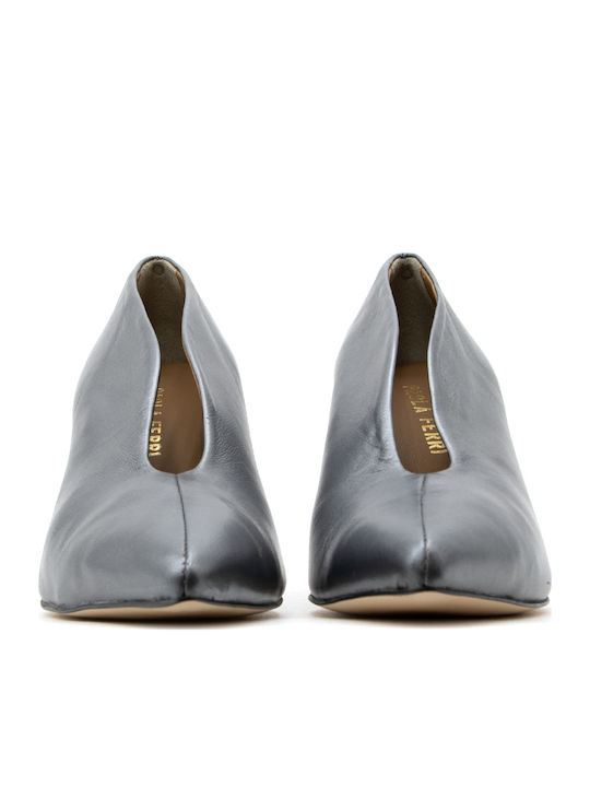 Leder Pumps mit hohem Absatz Silber