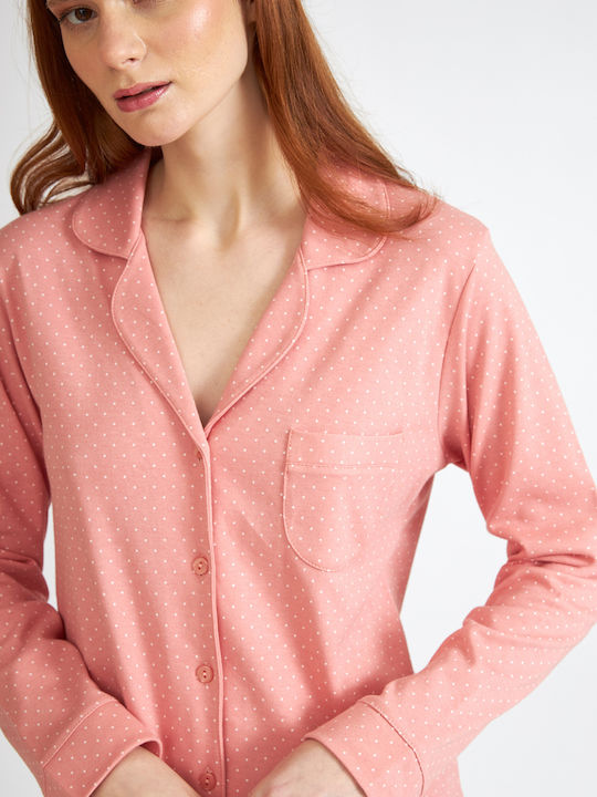 Harmony Winter Women's Pyjama Set Cotton Pink