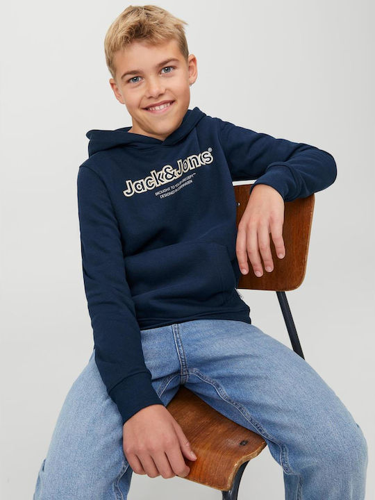 Kinder-Sweatshirt mit Kapuze und Taschen Marineblau