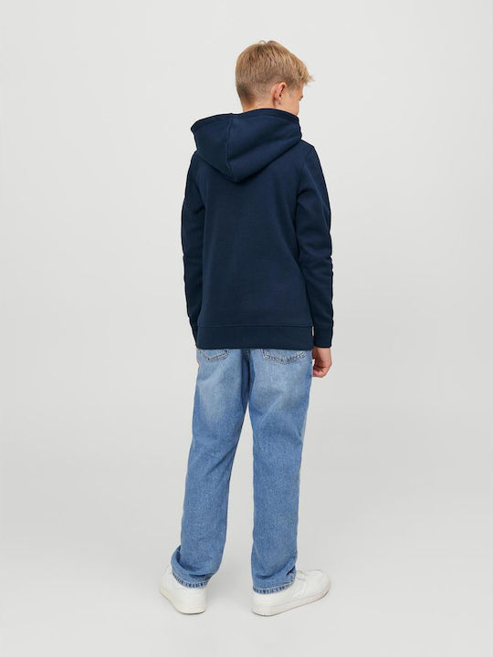 Kinder-Sweatshirt mit Kapuze und Taschen Marineblau