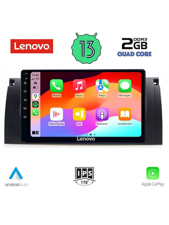 Lenovo Car-Audiosystem für BMW Serie 5 (E39) (Bluetooth/USB/WiFi/GPS/Apple-Carplay/Android-Auto) mit Touchscreen 9"