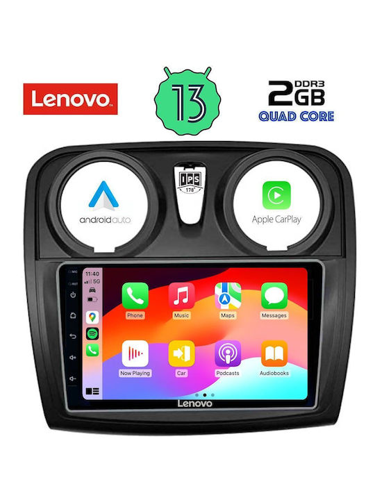 Lenovo Car-Audiosystem für Renault Logan Dacia Logan 2012-2019 (Bluetooth/USB/WiFi/GPS/Apple-Carplay/Android-Auto) mit Touchscreen 9"