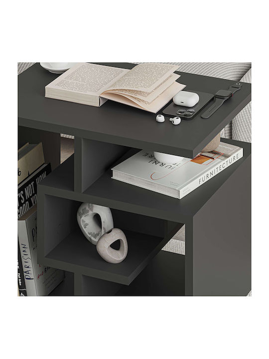 Rechteckiger Beistelltisch Labirent Holz Anthrazit M54xL40xH45cm Megapap
