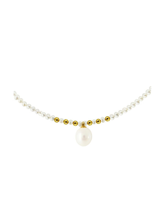 Senzio Belibasakis Necklace from Gold 14K with Pearls