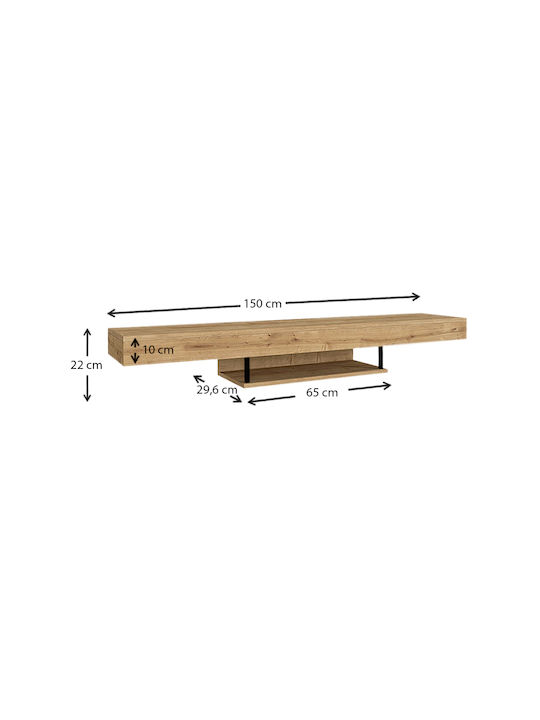 TV Stand Albares with LED Lighting Brown L150xW29.6xH22cm