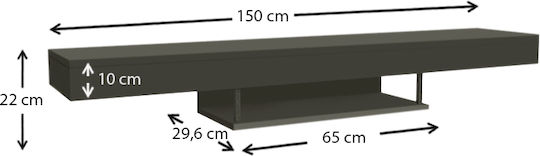 TV Stand Albares with LED Lighting Gray L150xD29.6xH22cm