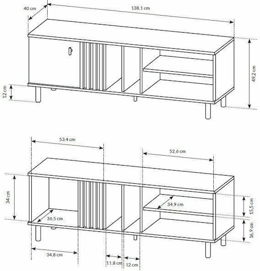 Έπιπλο Τηλεόρασης Madis Μπεζ Μ138xΠ40xΥ49cm