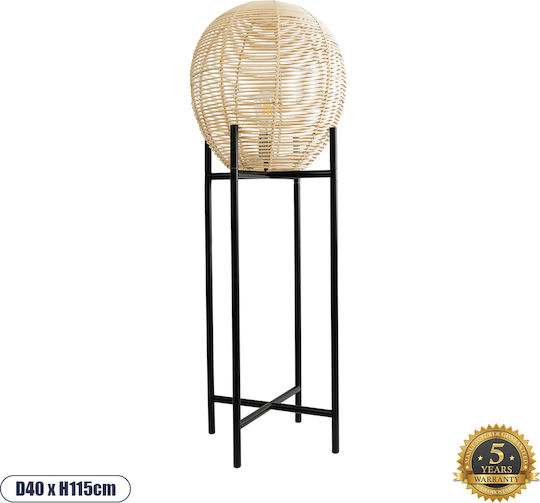 GloboStar Nerina Lampa de podea Î115xL40cm. cu Soclu pentru Bec E27 Negru