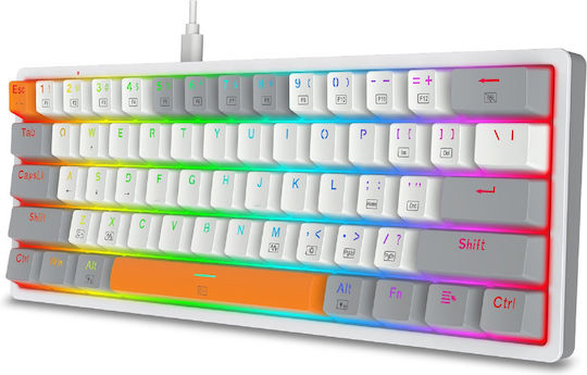 Redragon K642WGO-RGB Akali Gaming Μηχανικό Πληκτρολόγιο 60% με Custom Red διακόπτες και RGB φωτισμό (Αγγλικό US) Λευκό