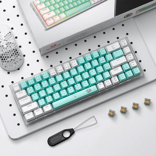 Redragon K631RGB-PRO-GW Wireless Gaming Mechanical Keyboard 65% with Custom Red switches and RGB lighting (English US) Green/White