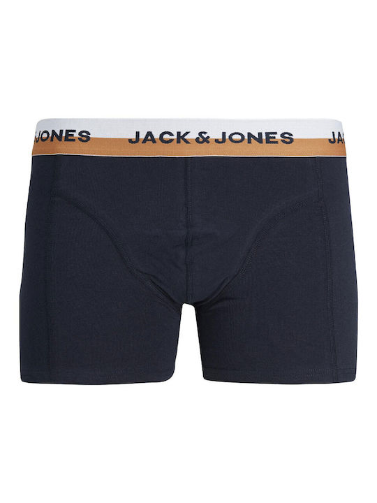 Jack & Jones Herren Boxershorts Navy Blazert-blu mit Mustern 3Packung