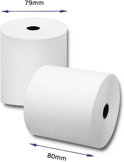 Qoltec Cash Register Paper Tape W80xD80mm 55gr/m² 10pcs