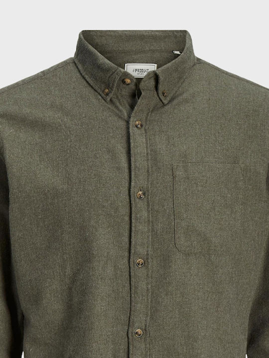 Projekt Produkt Men's Shirt Long Sleeve Cotton Khaki