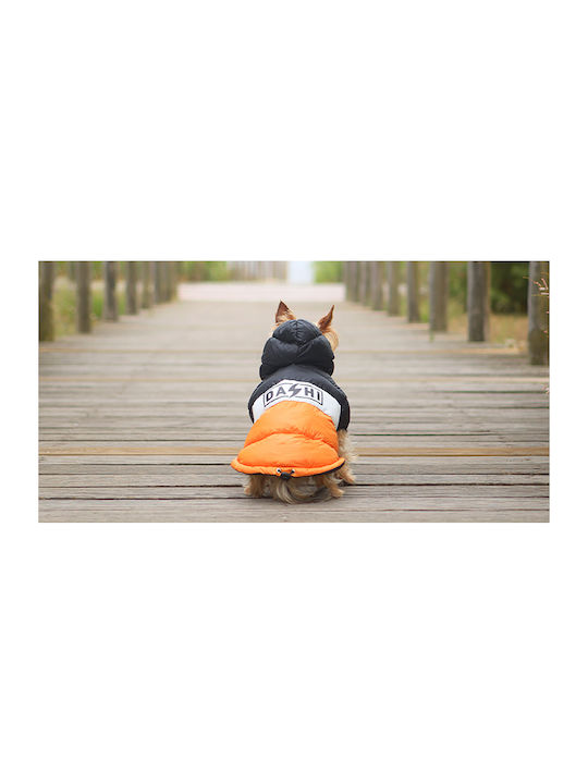 Dashi Hundemantel Wasserdicht Orange Klein mit Rückenlänge 34 cm.
