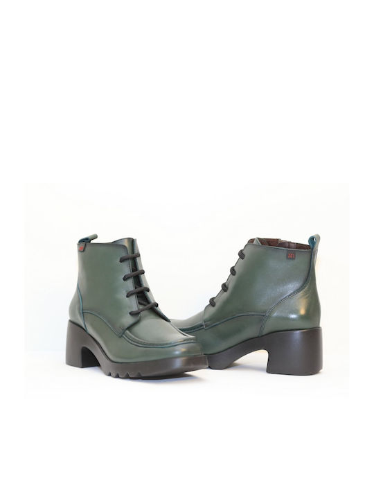 Pepe Menargues Women's Leather Medium Heel Boots Green