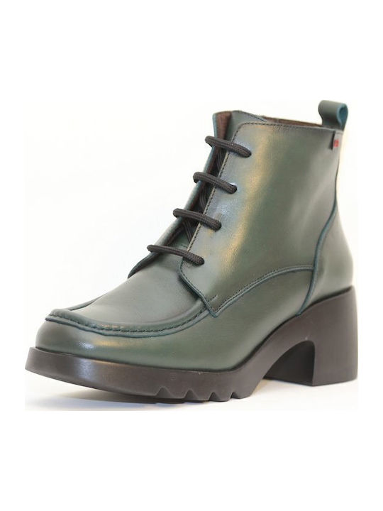 Leder Stiefeletten Damen Grün