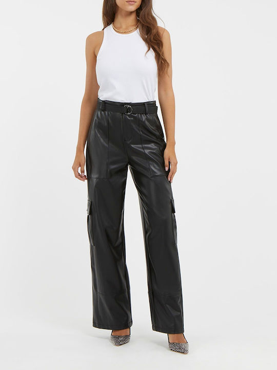 Guess Women's High-waisted Fabric Cargo Trousers Black