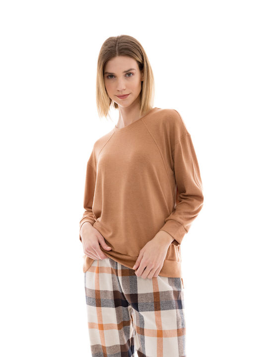 Pink Label Winter Women's Pyjama Top Beige