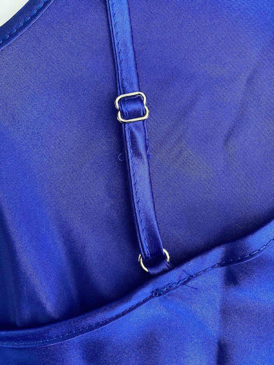 Kal-tsa Winter Satin,σατεν Damen Nachthemd Blau
