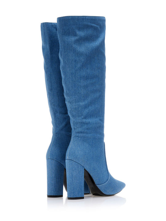 Damenstiefel mit hohem Absatz Blau