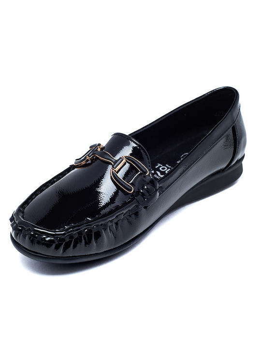 Soft & Flex Patent Leather Women's Moccasins in Black Color