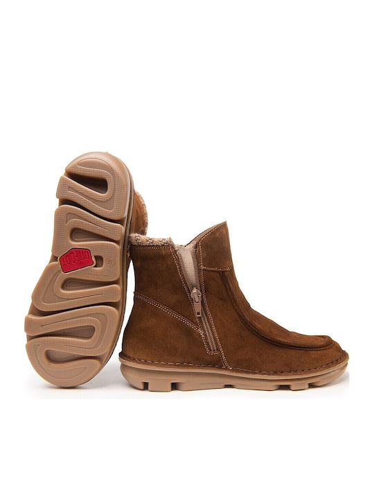 Leather Women's Ankle Boots Khaki
