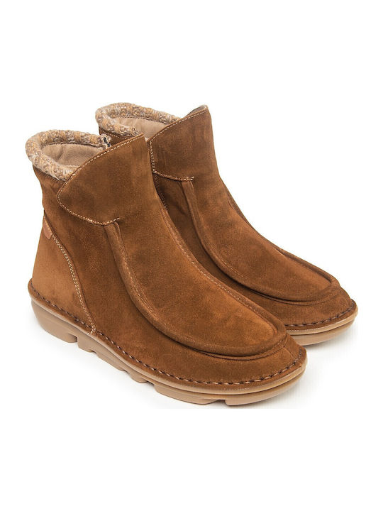 Leather Women's Ankle Boots Khaki