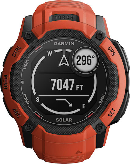 Garmin Instinct 2X Solar 50mm Waterproof Smartwatch with Heart Rate Monitor (Flame Red)