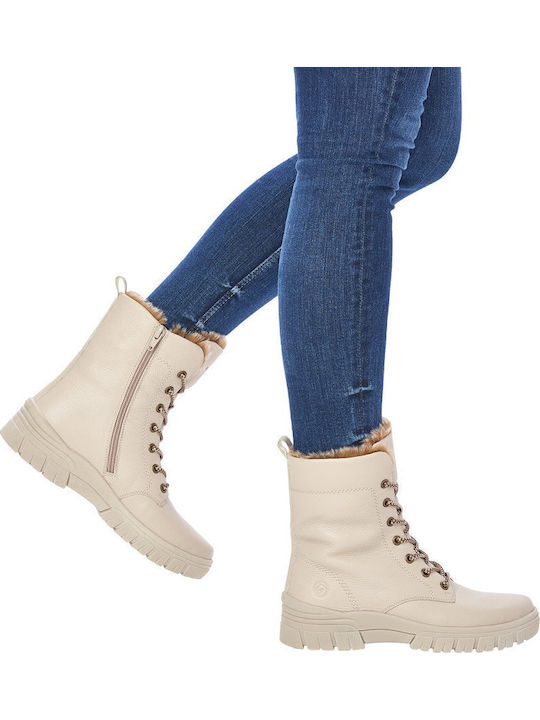 Leder Damen Chelsea Stiefeletten Beige