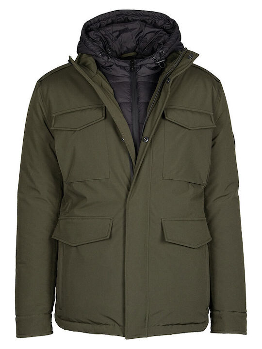 Karl Lagerfeld Herren Winter Jacke Lässig Khaki