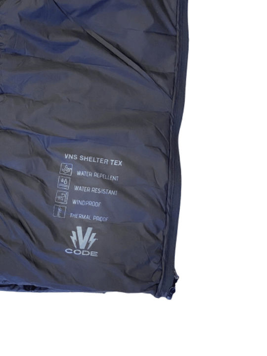 Ärmellos Jacke Puffer Winddicht Schwarz