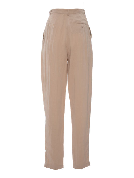 Emporio Armani Women's High-waisted Fabric Trousers Beige