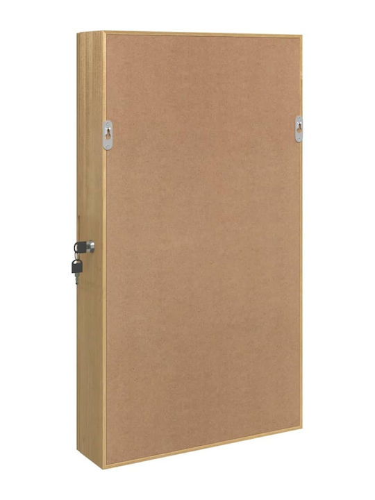 vidaXL Wooden Jewellery Box with Drawer and Mirror Brown 37.5x10x67cm