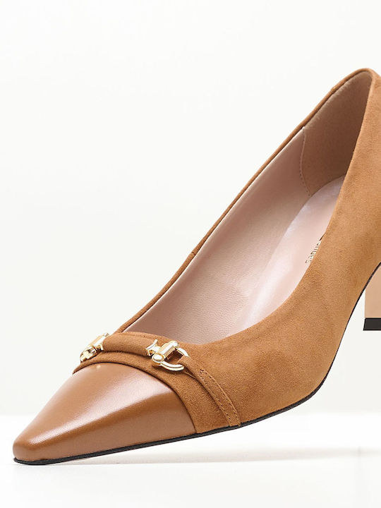 Mortoglou Leather Tabac Brown Heels