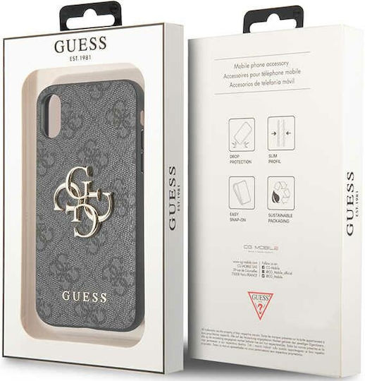 Guess Metal Logo Umschlag Rückseite Kunststoff Gray (iPhone X / Xs)