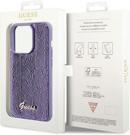 Guess Script Logo Back Cover Μεταλλικό Μωβ (Apple iPhone 15 Pro Max)