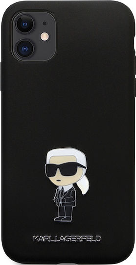 Karl Lagerfeld Ikonik Metal Pin Back Cover Σιλικόνης Μαύρο (iPhone 11)