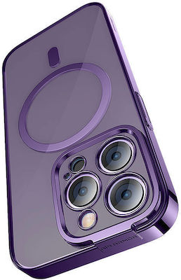 Baseus Glitter Magnetic Plastic Back Cover Set with Tempered Glass Purple (iPhone 14 Pro)