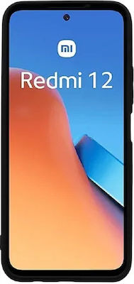 Vivid Set Back Cover Σιλικόνης / Tempered Glass Μαύρο (Redmi 12)